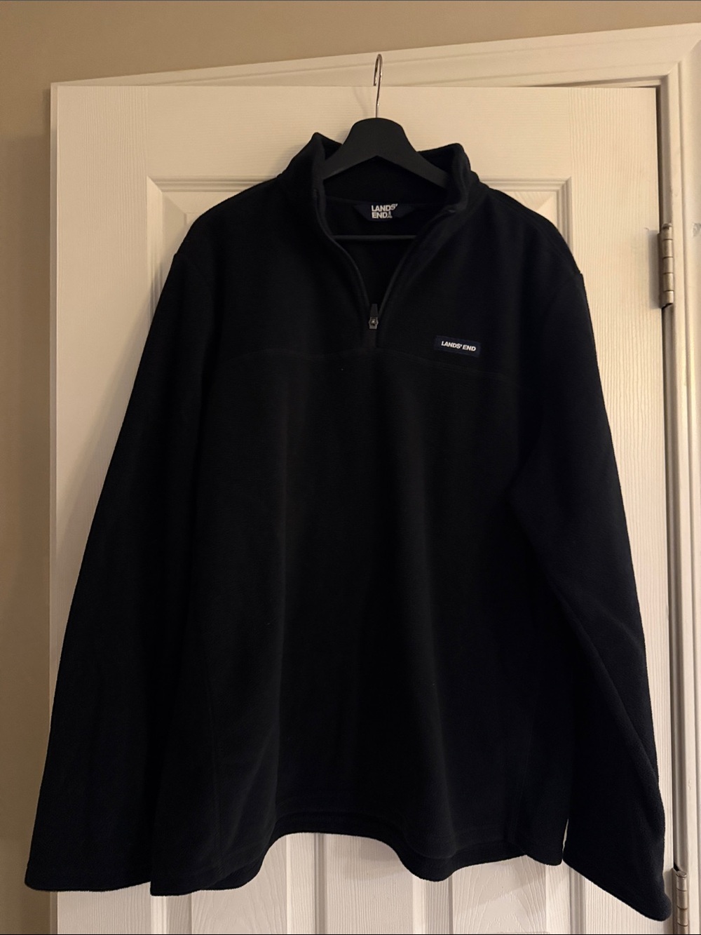 Lands' End Men's Black Half-Zip Fleece Pullover